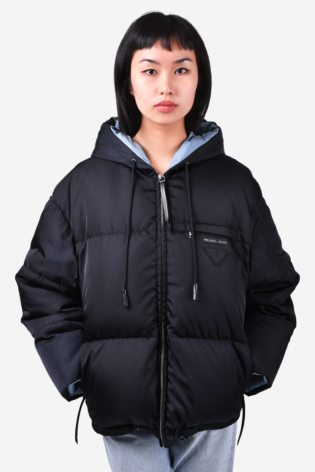 Prada 2022 Black Down Puffer Jacket Size 36