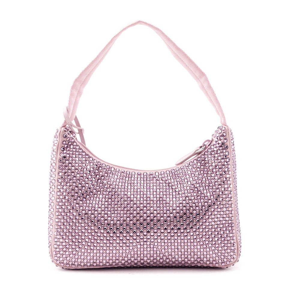 Prada Alabaster Pink Satin Crystal Mini Re-Edition 2000