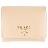 Prada Beige Saffiano Leather Trifold Wallet