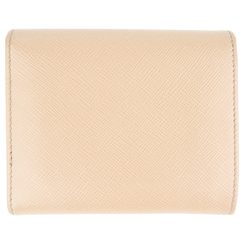 Prada Beige Saffiano Leather Trifold Wallet