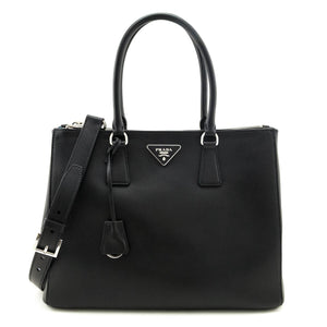Prada Black City Calf Medium Galleria Double Zip Tote