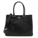Prada Black City Calf Medium Galleria Double Zip Tote