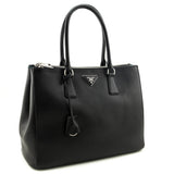 Prada Black City Calf Medium Galleria Double Zip Tote