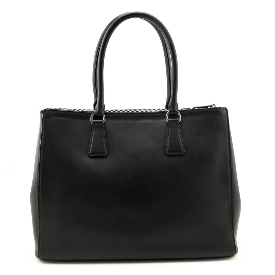Prada Black City Calf Medium Galleria Double Zip Tote