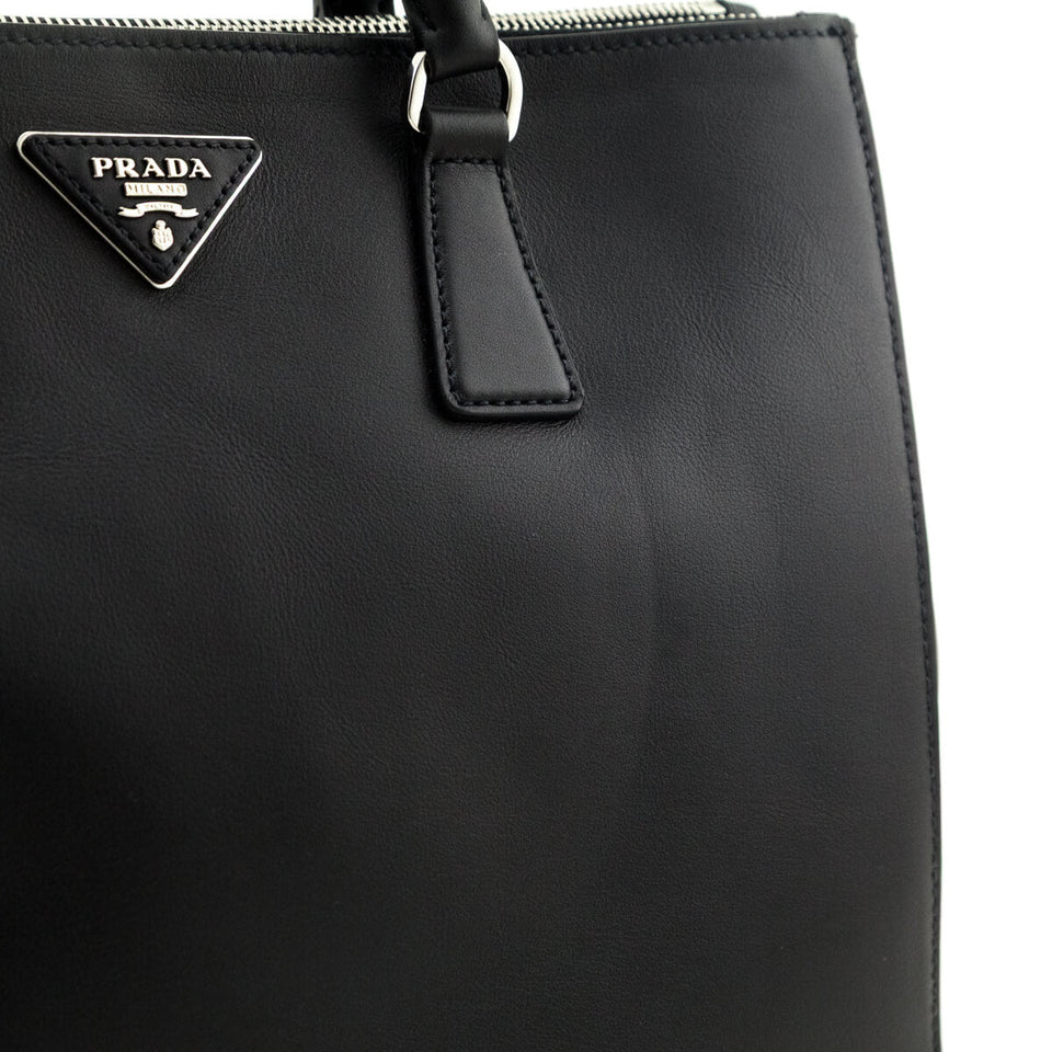 Prada Black City Calf Medium Galleria Double Zip Tote