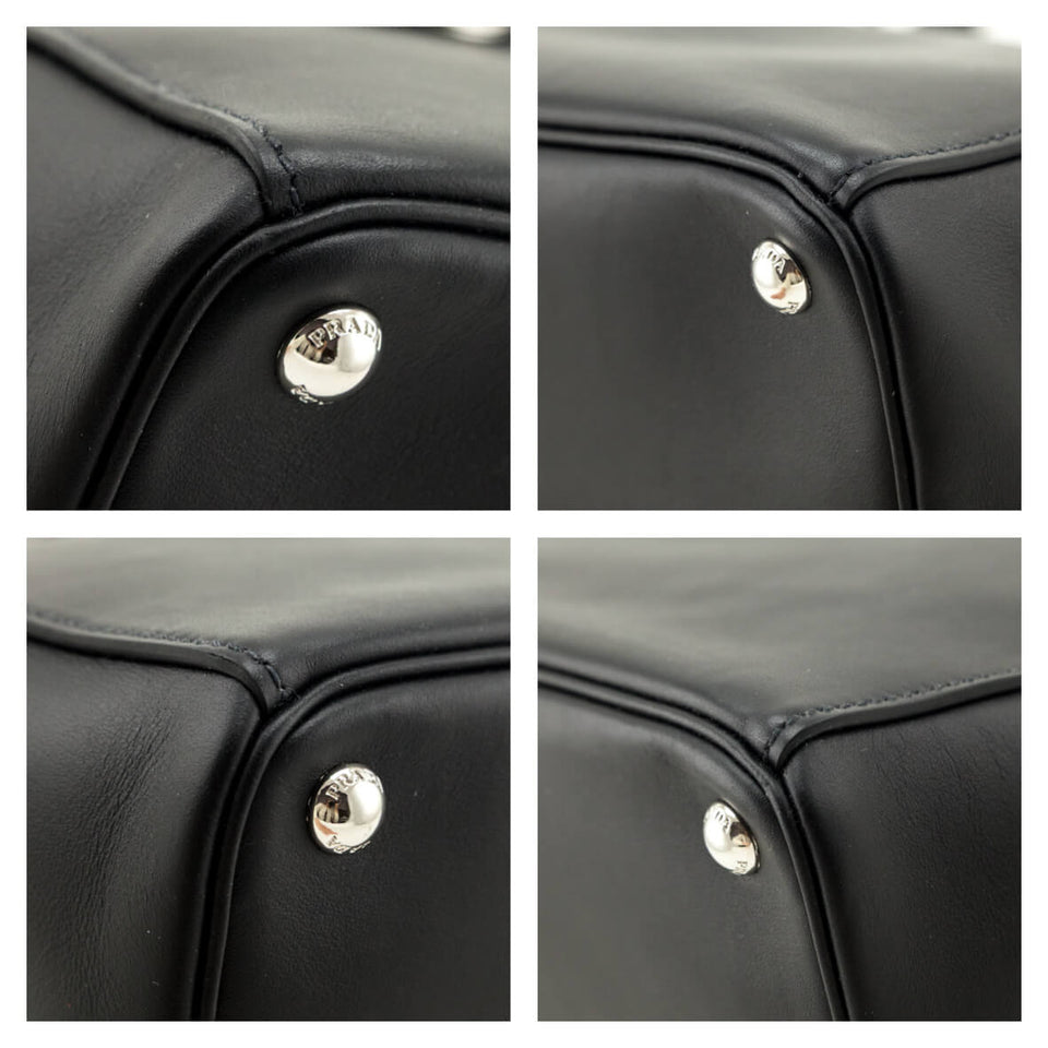 Prada Black City Calf Medium Galleria Double Zip Tote