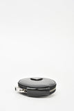 Prada Black Leather Round Keychain