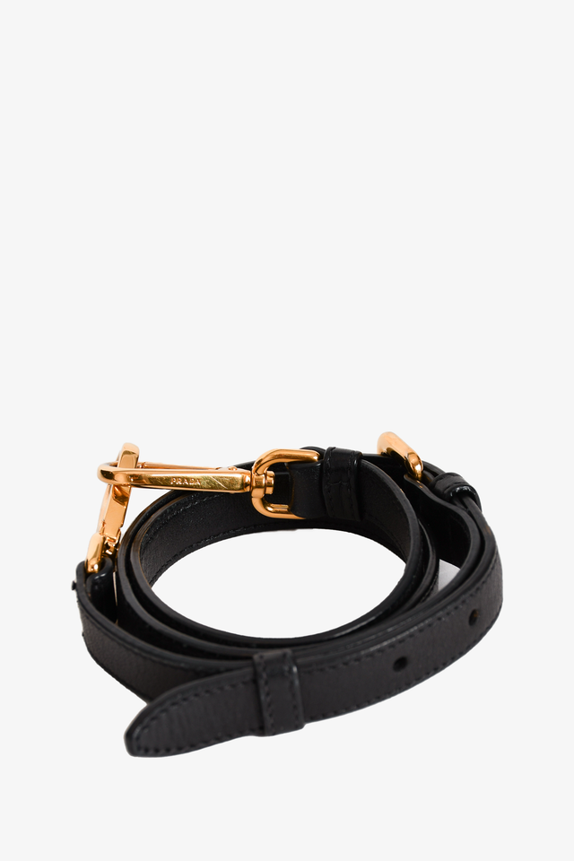 Prada Black Nylon Tessuto Shoulder Bag With Leather Top Handle