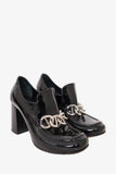Prada Black Patent Leather Block Heel Loafer Size 35.5