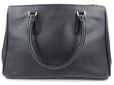 Prada Black Saffiano Leather Galleria Double Zip Two-Way Tote Bag