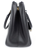 Prada Black Saffiano Leather Galleria Double Zip Two-Way Tote Bag