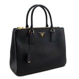 Prada Black Saffiano Lux Medium Galleria Double Zip Tote