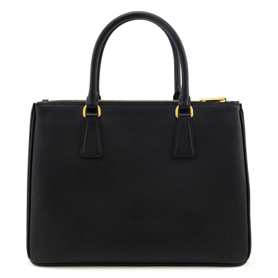 Prada Black Saffiano Lux Medium Galleria Double Zip Tote