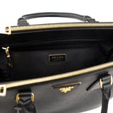 Prada Black Saffiano Lux Medium Galleria Double Zip Tote