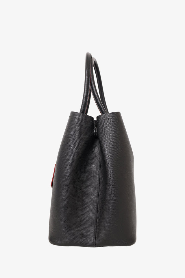 Prada Black  Saffiano Medium Cuir Double Bag with Strap