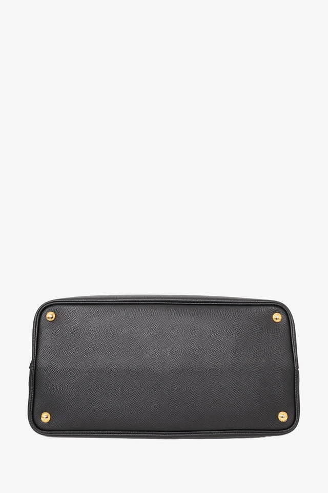 Prada Black  Saffiano Medium Cuir Double Bag with Strap