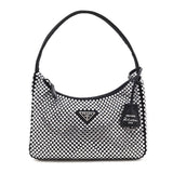 Prada Black Satin & Crystal Mini Re-Edition 2000 Bag