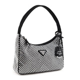 Prada Black Satin & Crystal Mini Re-Edition 2000 Bag