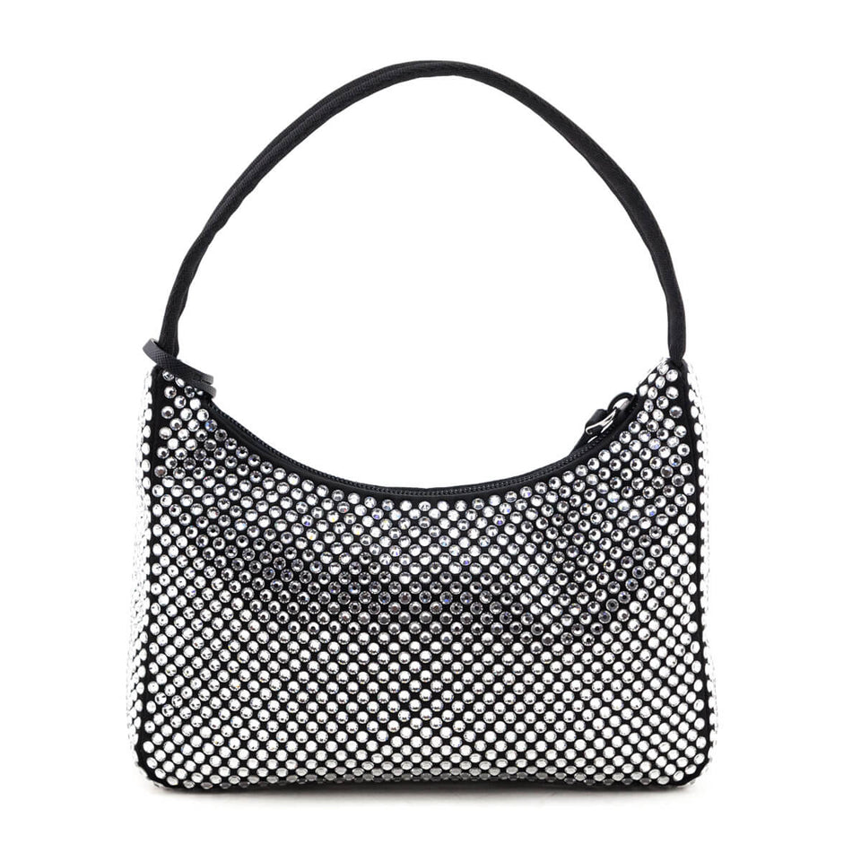 Prada Black Satin & Crystal Mini Re-Edition 2000 Bag