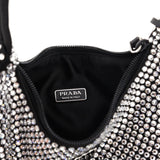 Prada Black Satin & Crystal Mini Re-Edition 2000 Bag