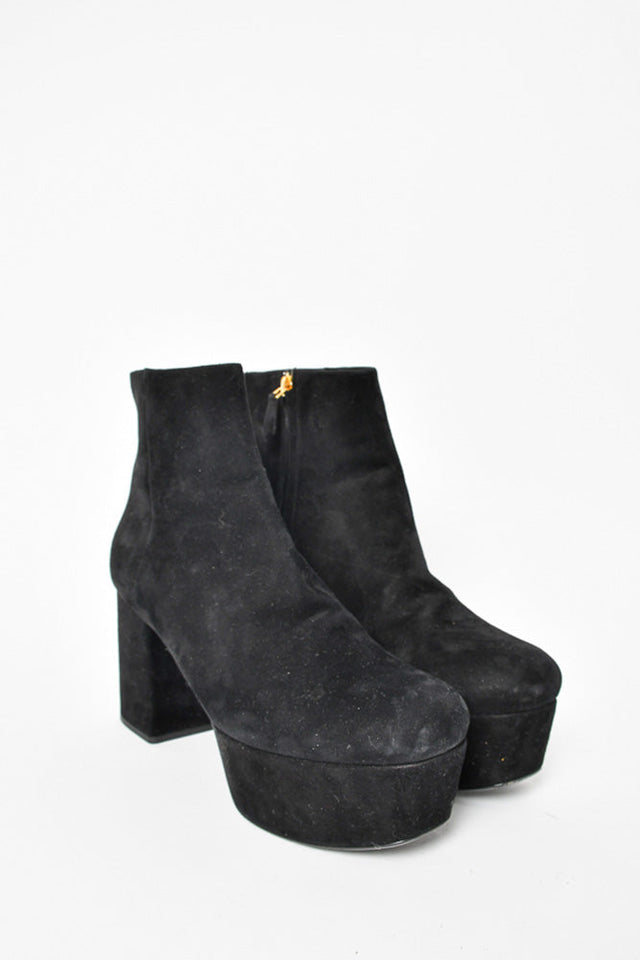 Prada Black Suede Platform Boot Size 39