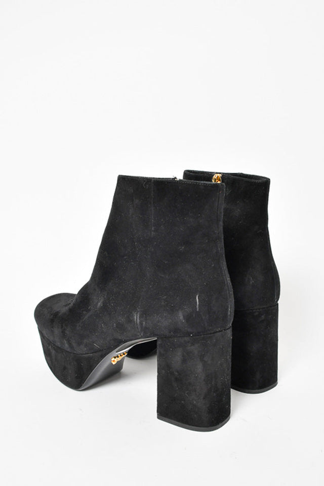 Prada Black Suede Platform Boot Size 39