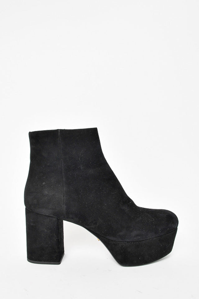 Prada Black Suede Platform Boot Size 39