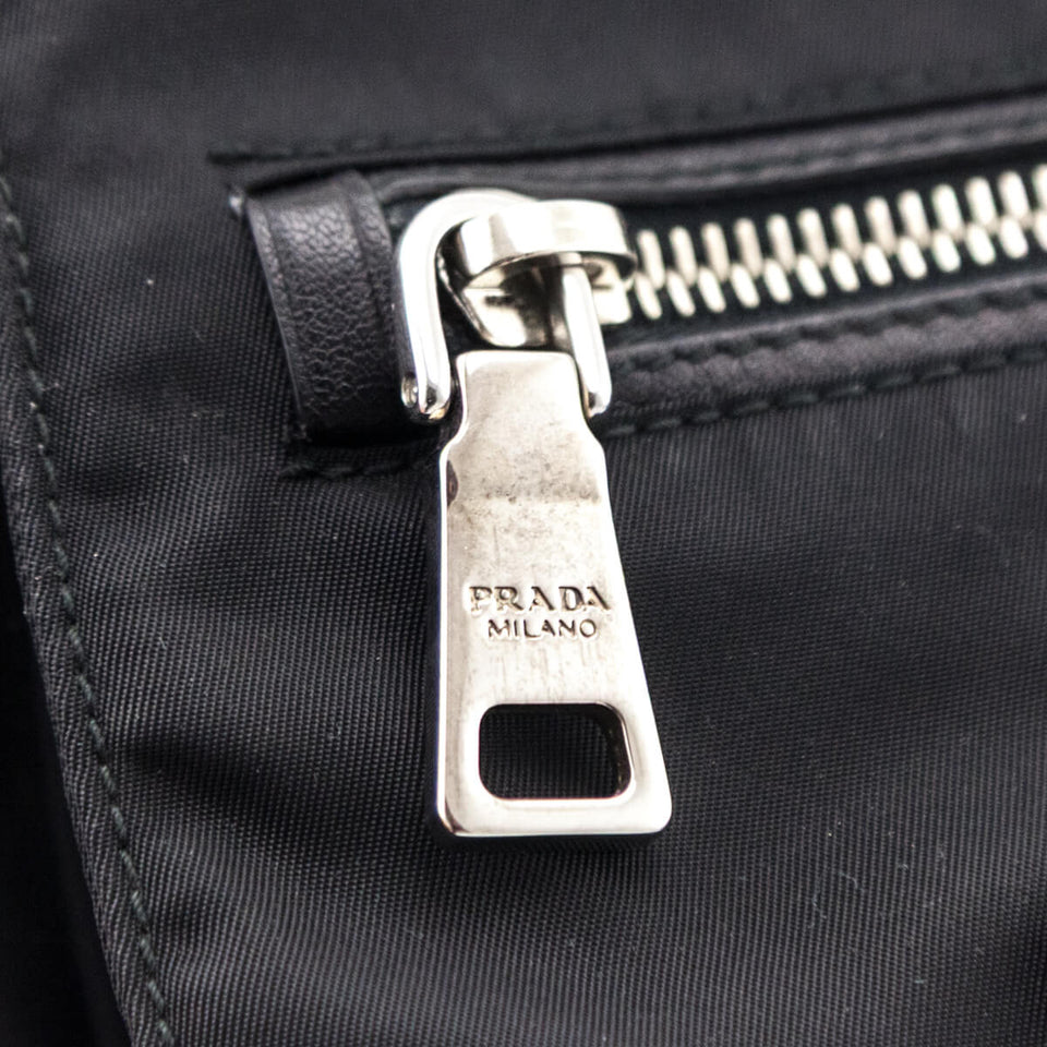 Prada Black Tessuto Nylon Double Buckle Small Messenger Bag
