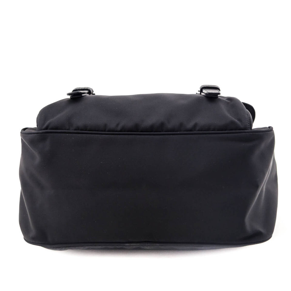 Prada Black Tessuto Nylon Double Buckle Small Messenger Bag