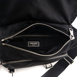 Prada Black Tessuto Nylon Double Buckle Small Messenger Bag
