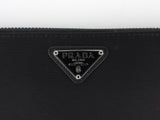 Prada Black Tessuto Nylon and Saffiano Leather Large Travel Organizer Zip Wallet