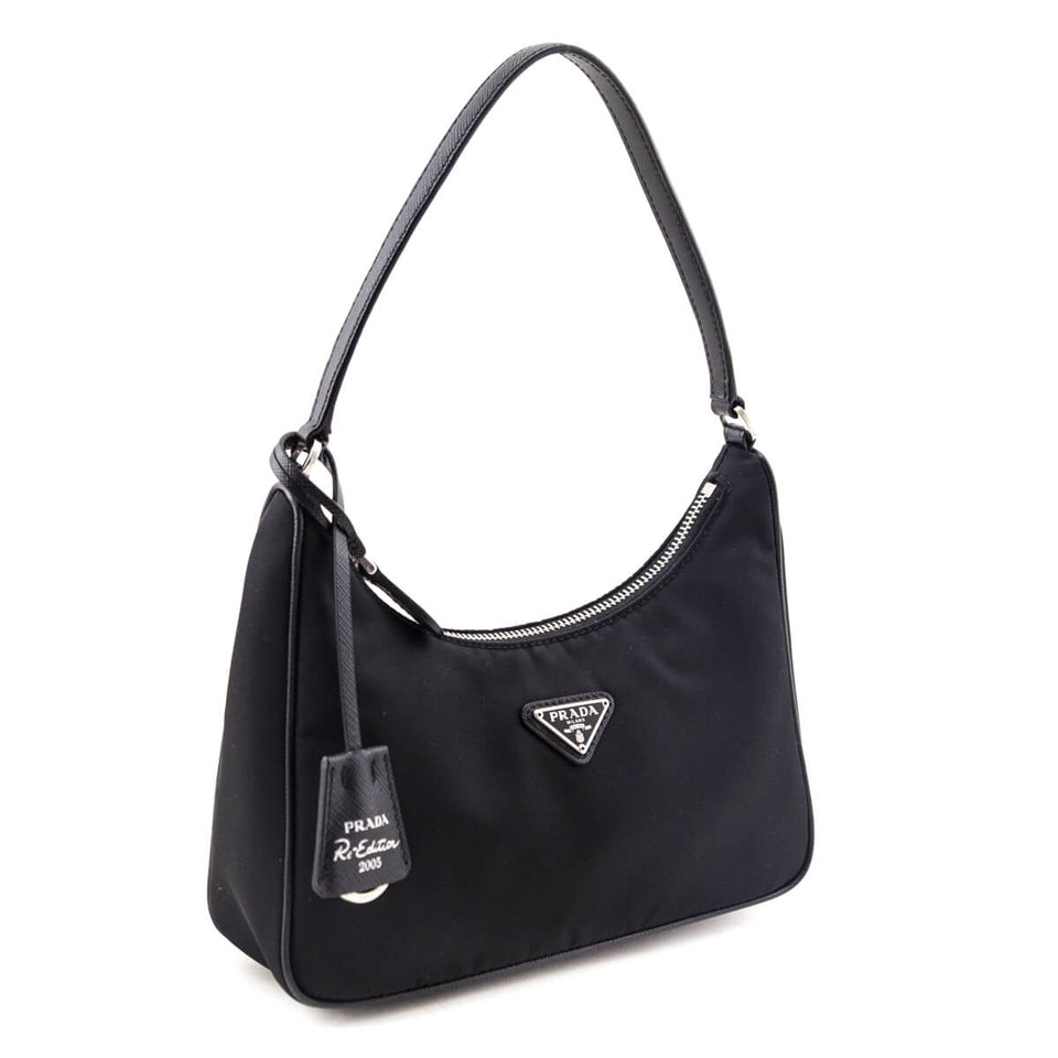 Prada Black Tessuto Nylon Saffiano Mini Re-Edition 2005 Bag