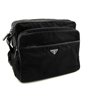 Prada Black Tessuto & Saffiano Messenger Bag