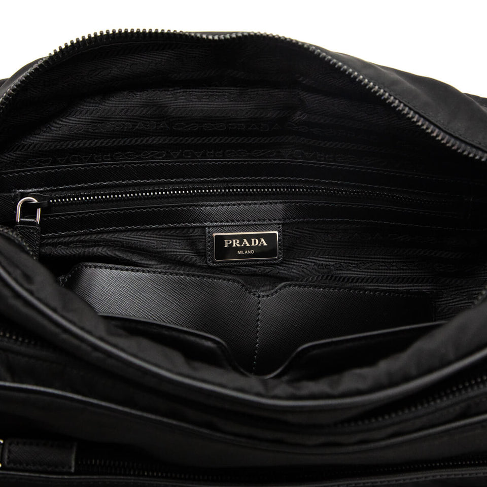 Prada Black Tessuto & Saffiano Messenger Bag