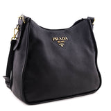 Prada Black Vitello Daino Hobo