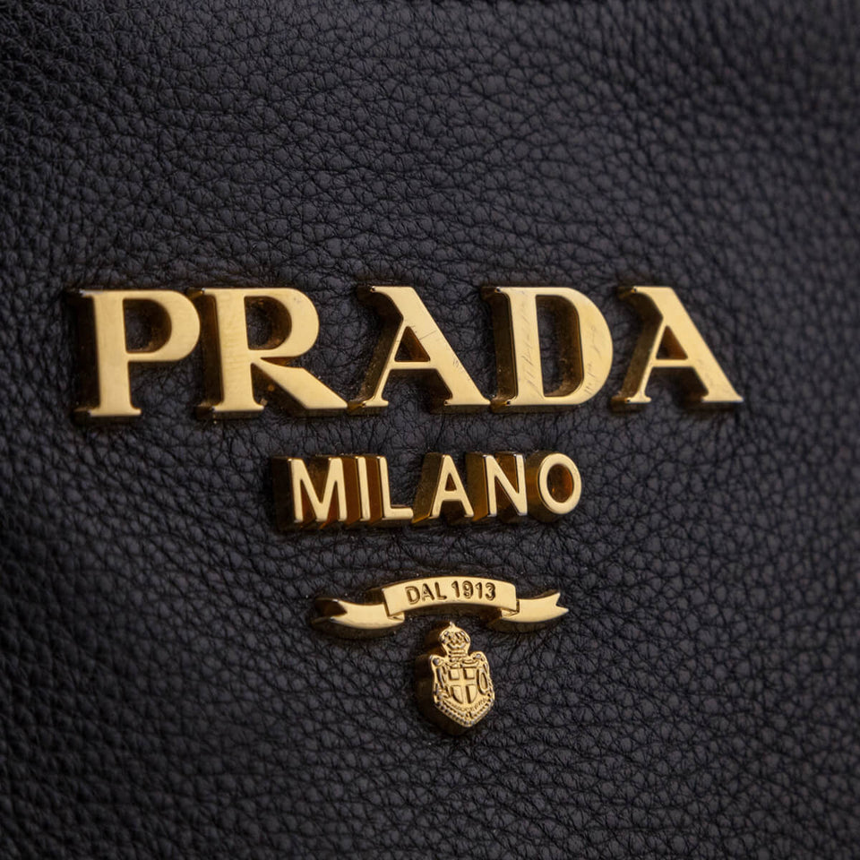 Prada Black Vitello Daino Hobo