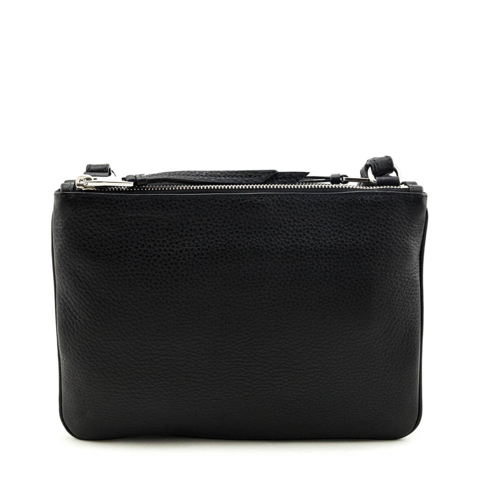 Prada Black Vitello Phenix Double Zip Crossbody Bag
