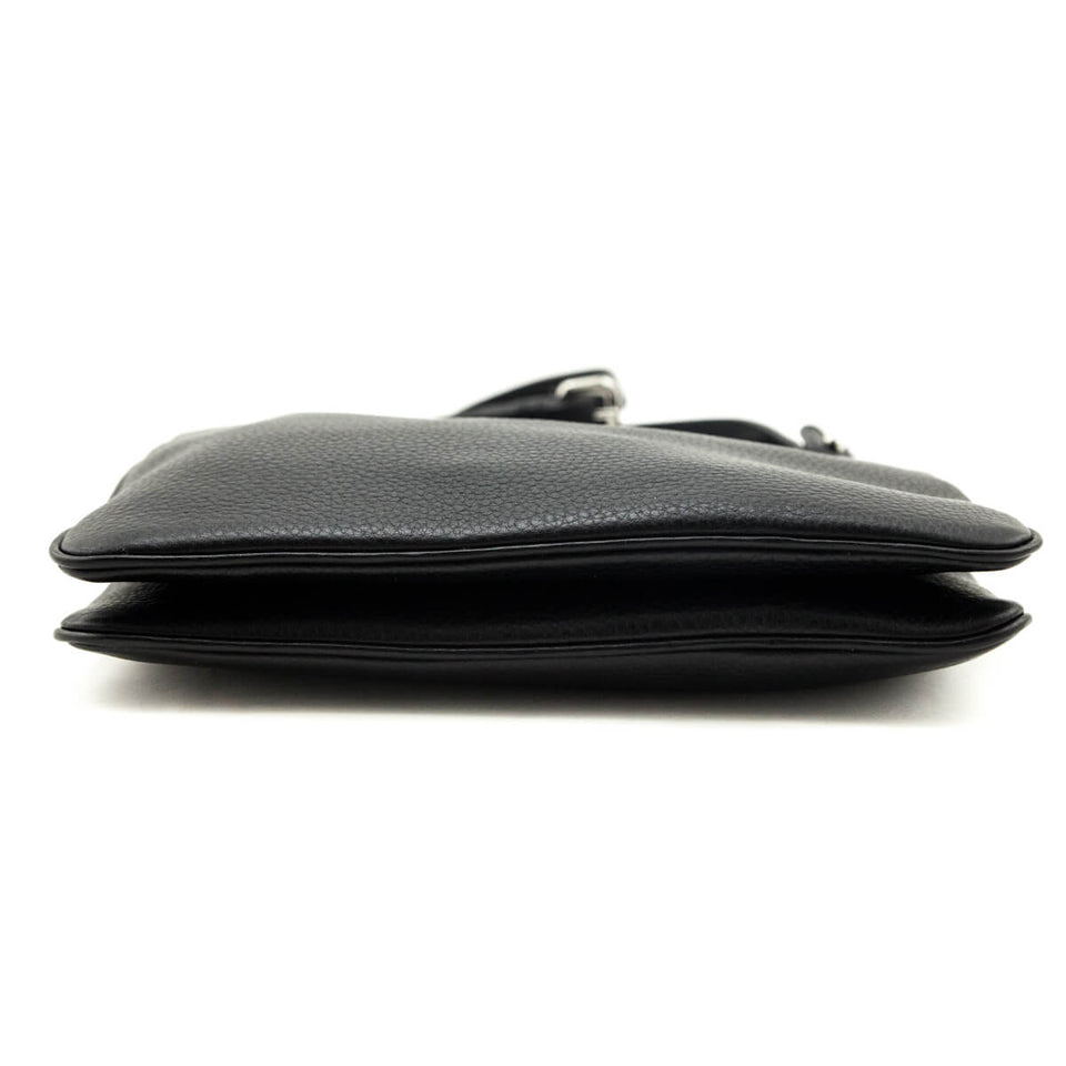Prada Black Vitello Phenix Double Zip Crossbody Bag