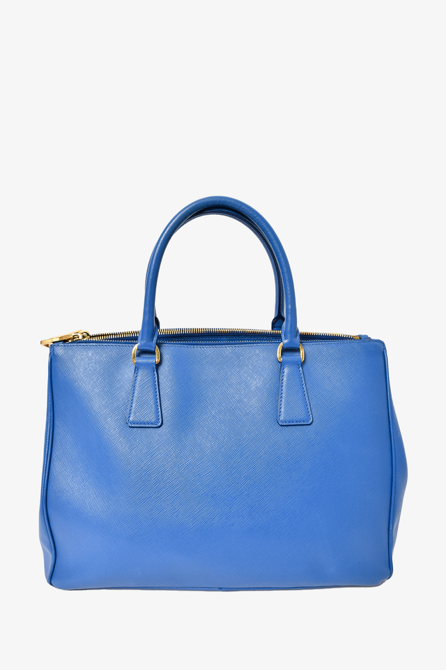 Prada Blue Saffiano Leather Large Galleria Tote Bag with Strap