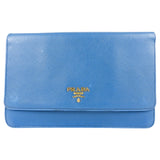 Prada Blue Saffiano Leather Mini Flap Bag