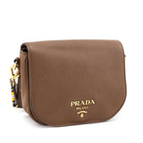 Prada Caramel Vitello Daino Saddle Bag Crossbody