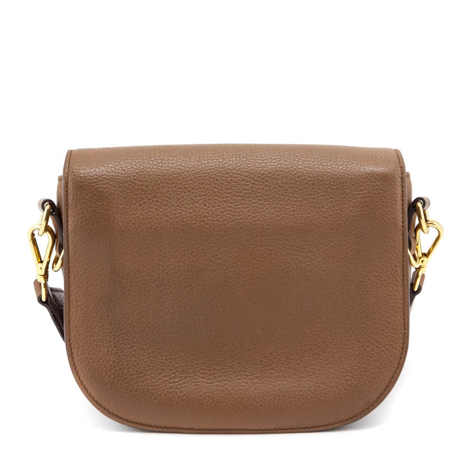 Prada Caramel Vitello Daino Saddle Bag Crossbody