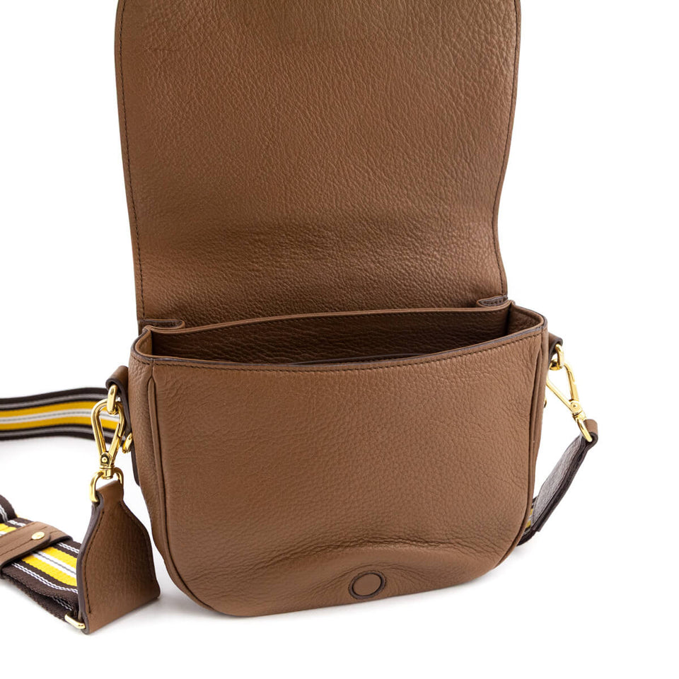 Prada Caramel Vitello Daino Saddle Bag Crossbody