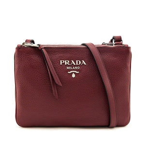 Prada Cerise Vitello Phenix Double Zip Crossbody Bag