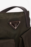 Prada Green/Brown Nylon Tessuto Double Pocket Tote Bag