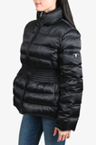 Prada Navy Blue Satin Hooded Down Cinched Jacket Size 46