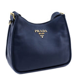 Prada Navy Vitello Daino Soft Hobo Messenger Bag