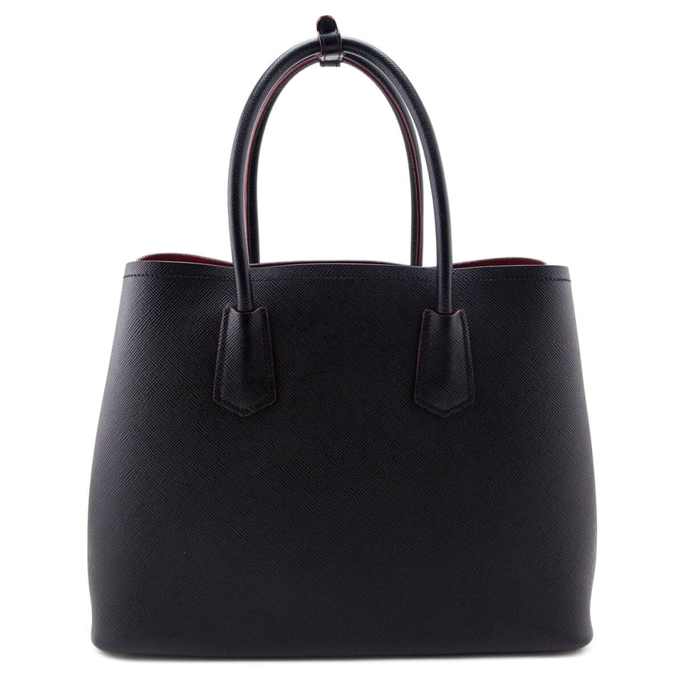 Prada Nero Fuoco Saffiano Cuir Medium Double Bag