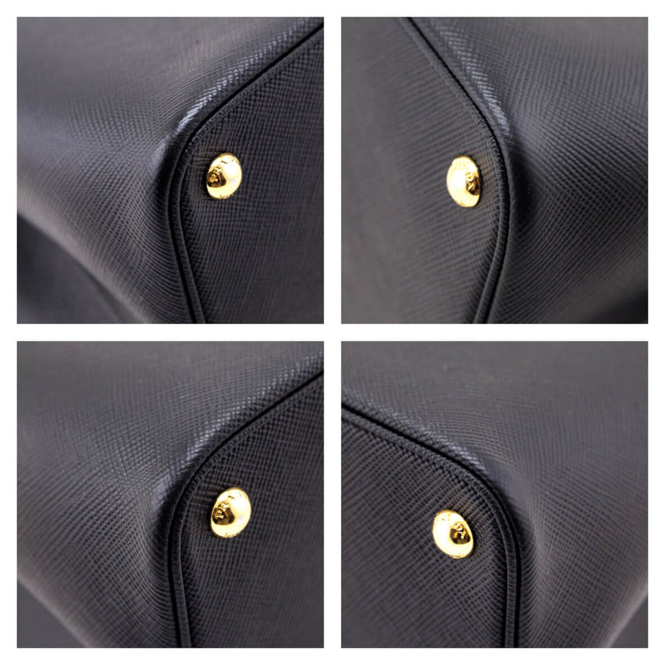 Prada Nero Fuoco Saffiano Cuir Medium Double Bag