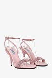 Prada Pink Satin Crystal Embellished Heels Size 37.5